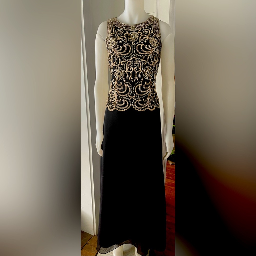 JKara NEW YORK Long Black Beaded Evening/Cocktail/Party Dress